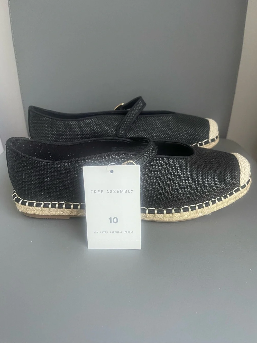 Free Assembly Black Woven Mary Jane Espadrilles Size 10